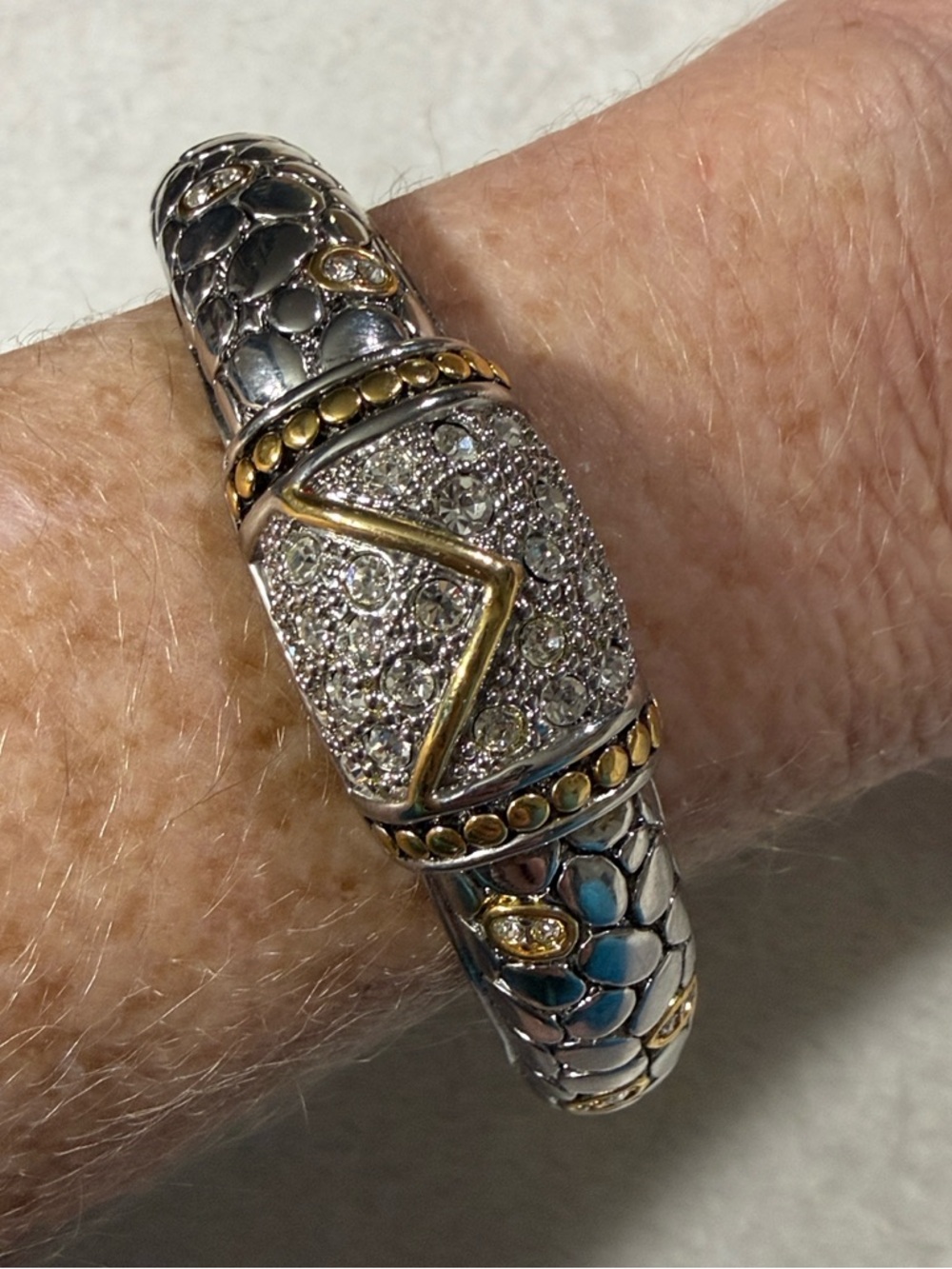 Swarovski two toned silver and gold bangle bracelet